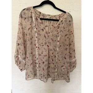 Joie 100% Silk Sheer Blouse Cottagecore Fairy Feminine M